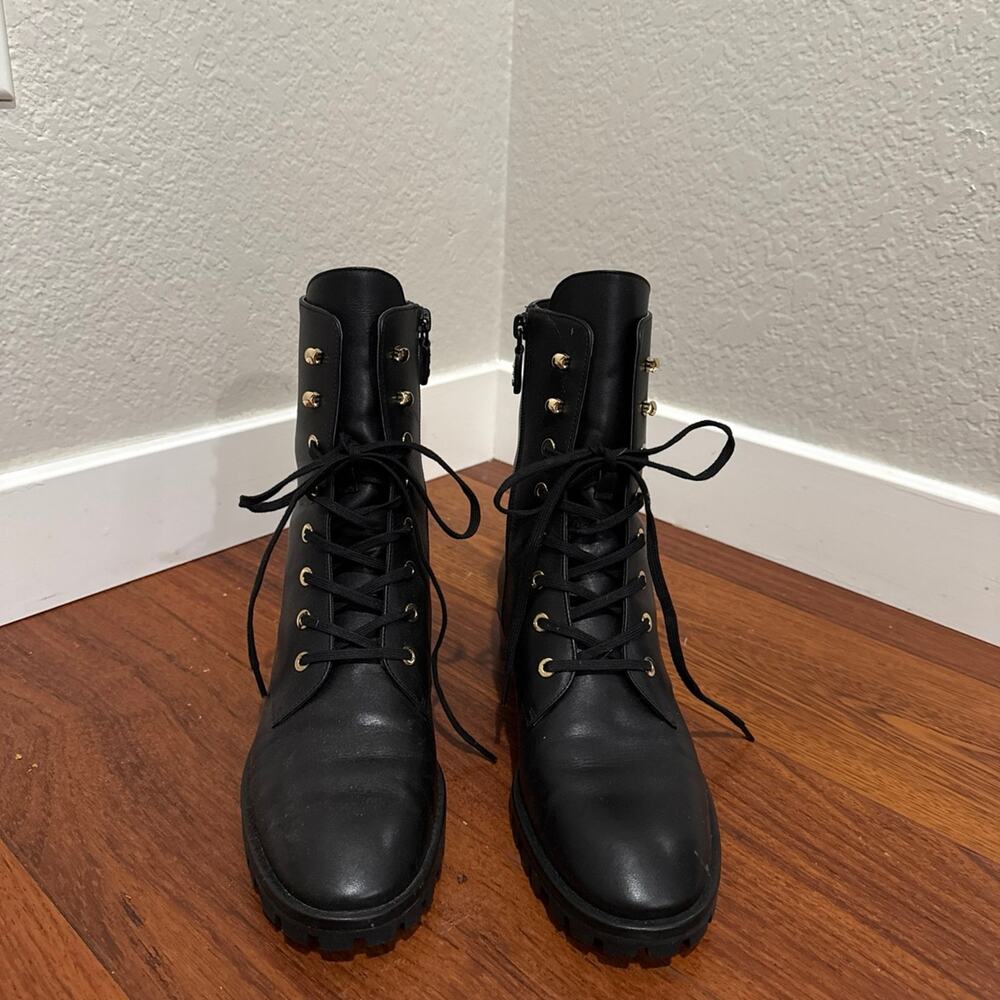 Stuart Weitzman Black Leather Combat Boots - Women's Size 7.5